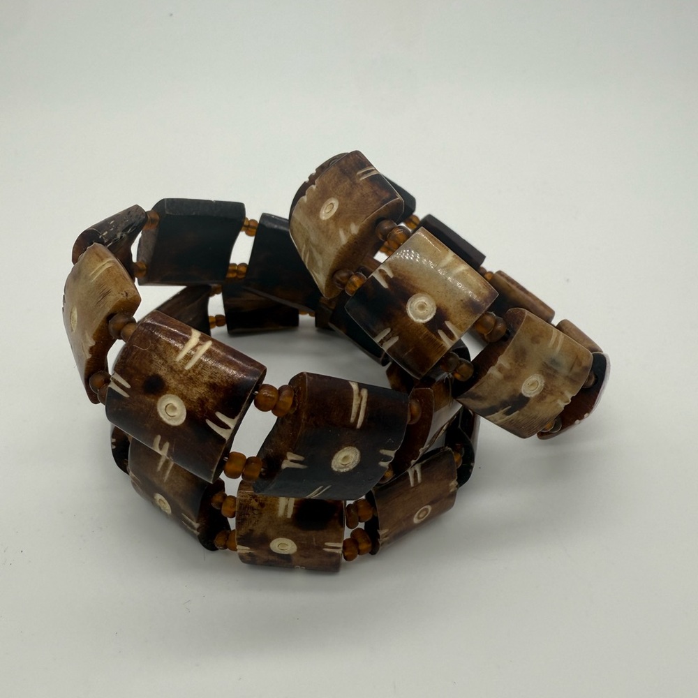 Set of 3 Brown and Black Beaded Bracelet